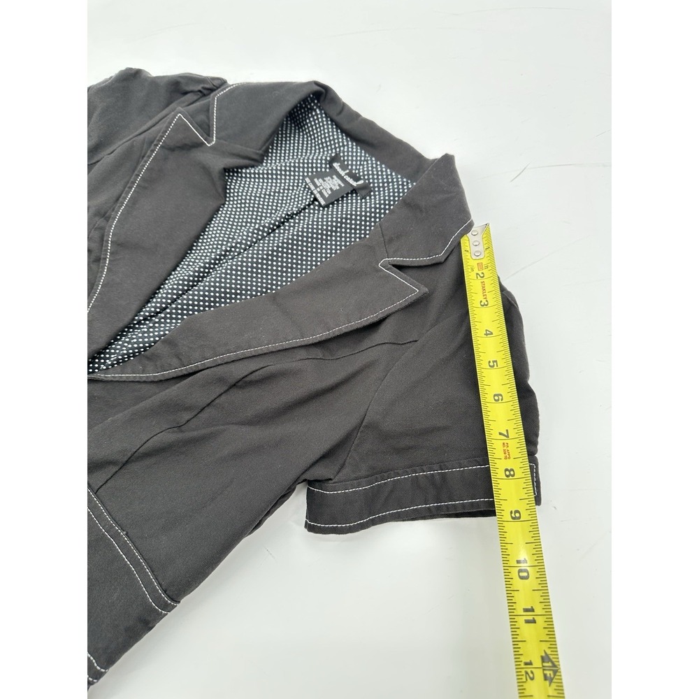 Stoosh Casual Black Dark Academia Office Core Y2K Tie Waist Blazer Jacket M - Picture 5 of 11